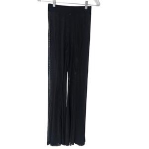 Sofsy Black Mesh Wide Leg Flowy Pants Cover Up Sheer Lounge Size S‎